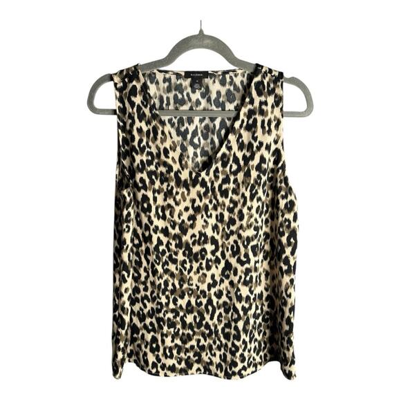 Halogen Brown and Black Leopard Print Sleeveless Blouse With V Neckline Size M - Picture 1 of 6